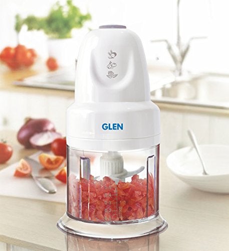 Glen Electric Chopper 200W Including 2 Stainless Steel Blade, 1 Jar with Whisking Disc 500ml Bowl (4043 Turbo, White) - Image 1