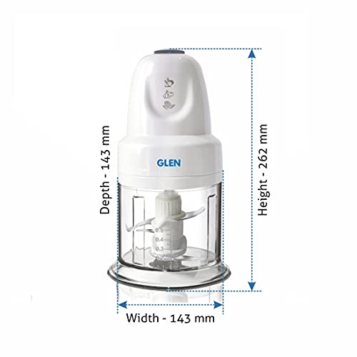 Glen Electric Chopper 200W Including 2 Stainless Steel Blade, 1 Jar with Whisking Disc 500ml Bowl (4043 Turbo, White) - Image 3
