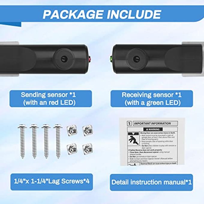 Vanesa Garage Door Sensors for Genie/Overhead, Garage Door Sensor GSTB-R STB-BL Compatible with Genie/Overhead Garage Door Opener Made After 1993, Item Includes Two Sensors (Receiving&Sending) - Image 2