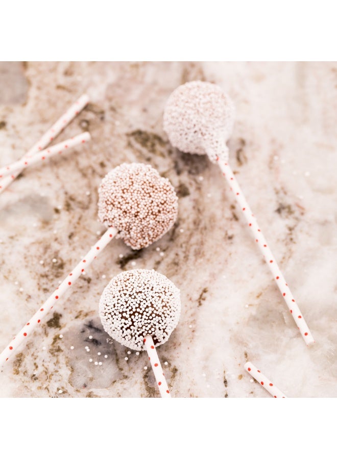 Restaurantware 5.9 Inch Cake Pop Sticks, 100 Polka-Dotted Lollipop Sticks - Sturdy Design, Disposable, Red Paper Sucker Sticks, For Cake Pops Lollipops, Candy Melt, Cookie, Desserts  - Image 3