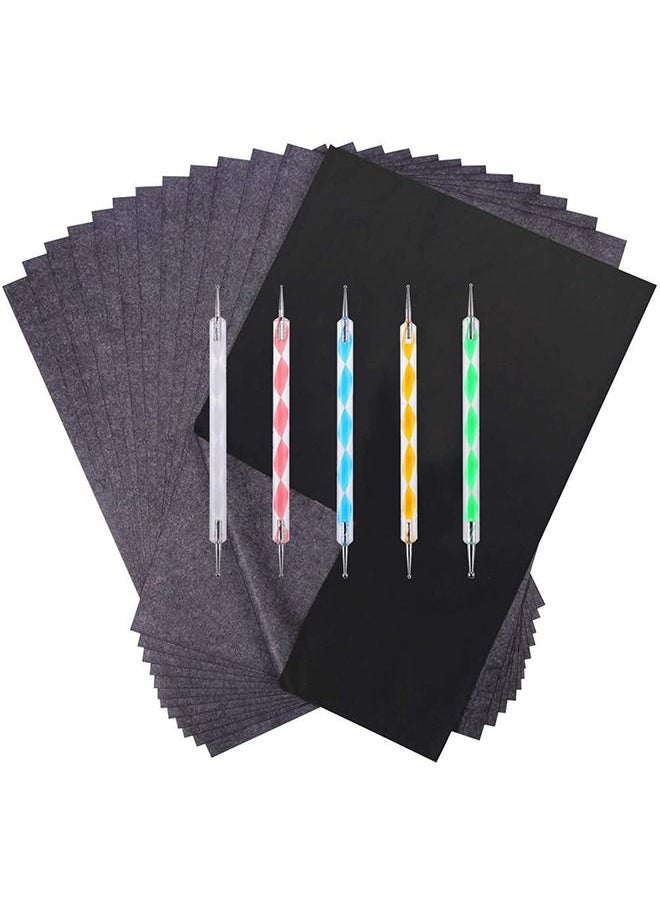 Generic - Carbon Copy Paper 100 Sheets Black Graphite Paper A4 Transfer Tracing Paper and 5 Pieces Ball Embossing Styluses - Image 1