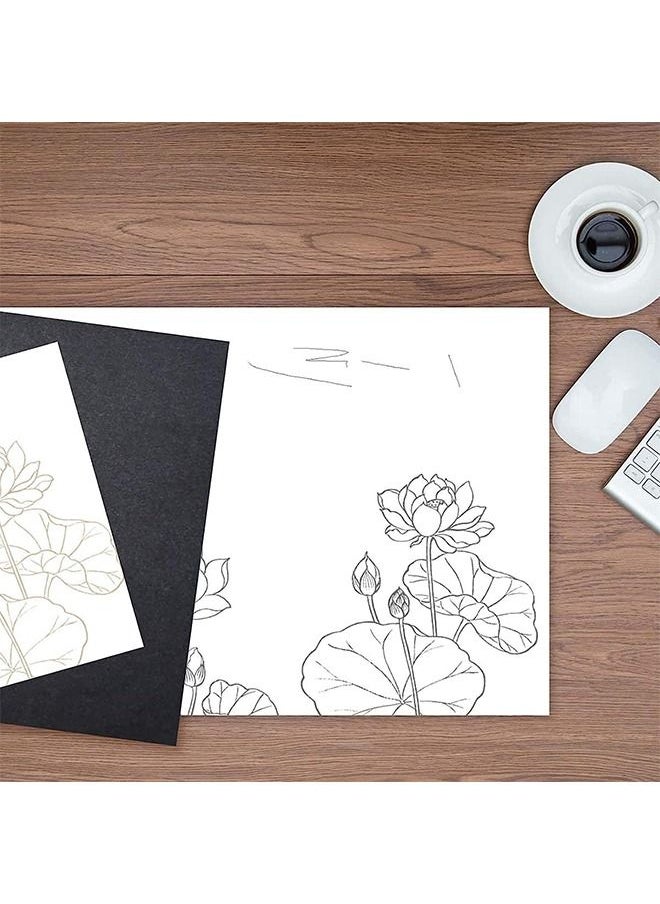 Generic - Carbon Copy Paper 100 Sheets Black Graphite Paper A4 Transfer Tracing Paper and 5 Pieces Ball Embossing Styluses - Image 1
