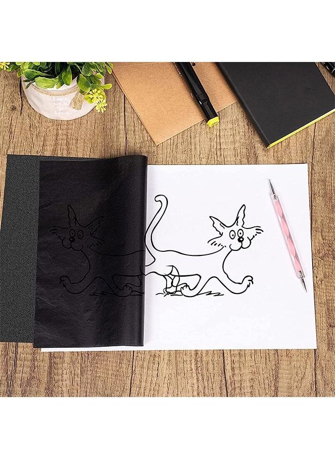 Generic - Carbon Copy Paper 100 Sheets Black Graphite Paper A4 Transfer Tracing Paper and 5 Pieces Ball Embossing Styluses - Image 1