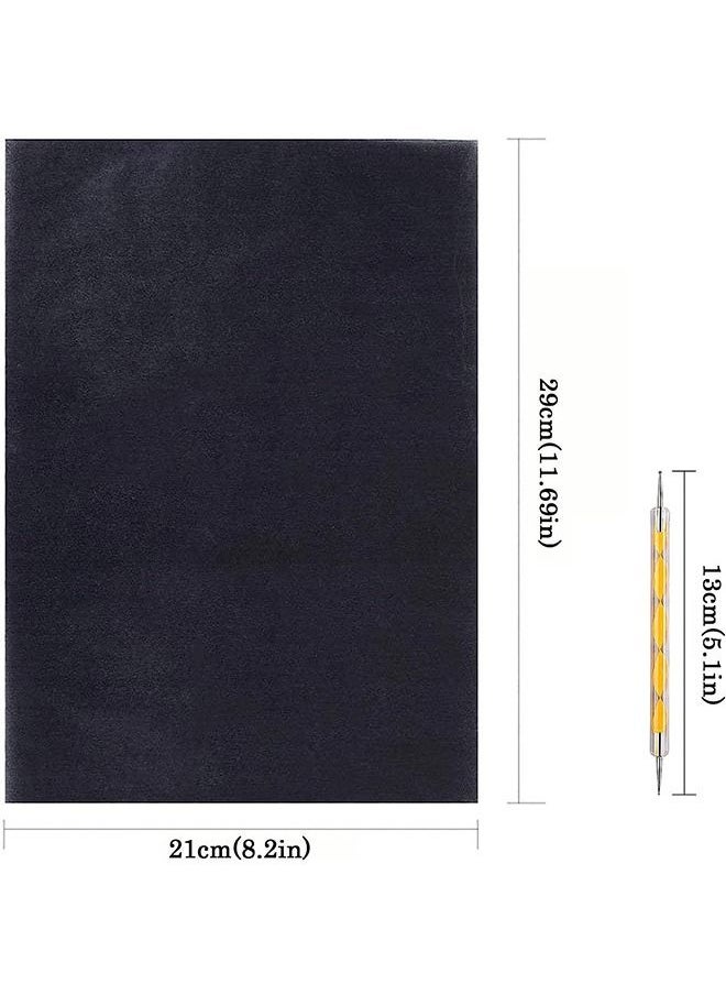Generic - Carbon Copy Paper 100 Sheets Black Graphite Paper A4 Transfer Tracing Paper and 5 Pieces Ball Embossing Styluses - Image 1