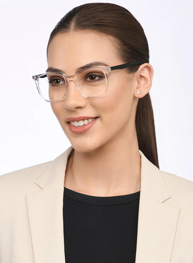 Lenskart Blu LENSKART BLU | Zero Power Blue Cut Computer Glasses | Anti Glare, Lightweight &amp; Blocks Harmful Rays | UV Protection Specs | Transparent Black | Men &amp; Women | Large | LB E16063