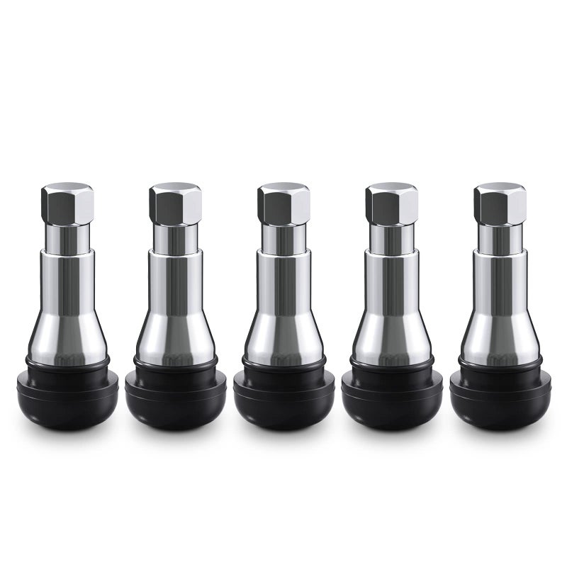 CKAuto TR413AC Chrome Rubber Snap-in Tire Valve Stems (5 Pack)