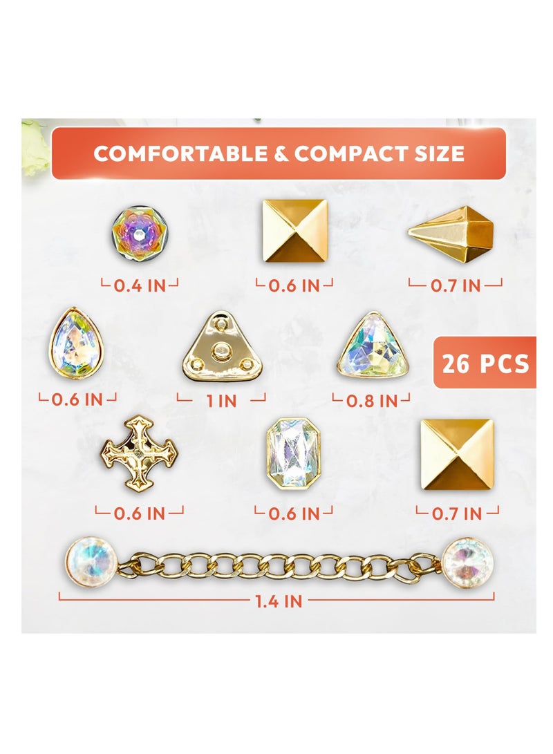Excefore 24 Pack Shoe Charms Bling Shoes Decoration, Enamel Diamond Shoe Decoration with Chains Accessories, Suitable for Girls Women Party Favors Birthday Gifts - Image 2