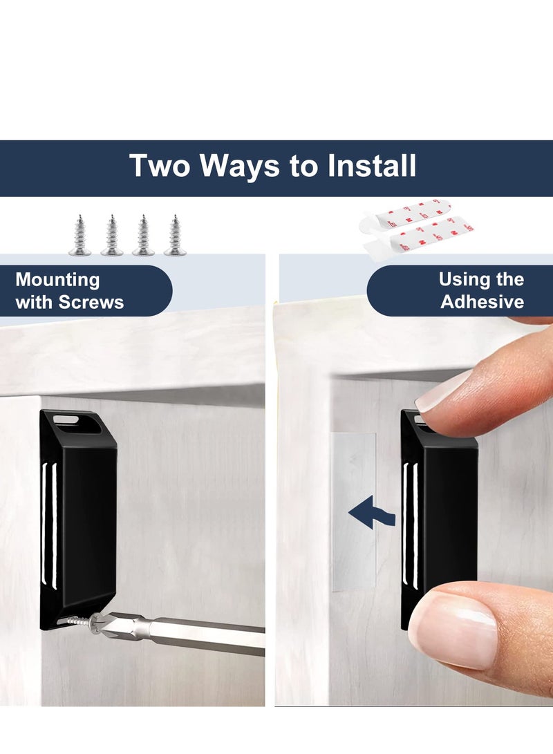 Zikra Magnetic Door Catch 4 Pack Cupboard Door Magnets Adhesive Cabinet Door Magnetic Catches Heavy Duty Door Magnet Latches Black Wardrobe Magnets for Kitchen Closet and Wardrobe Doors - Image 2