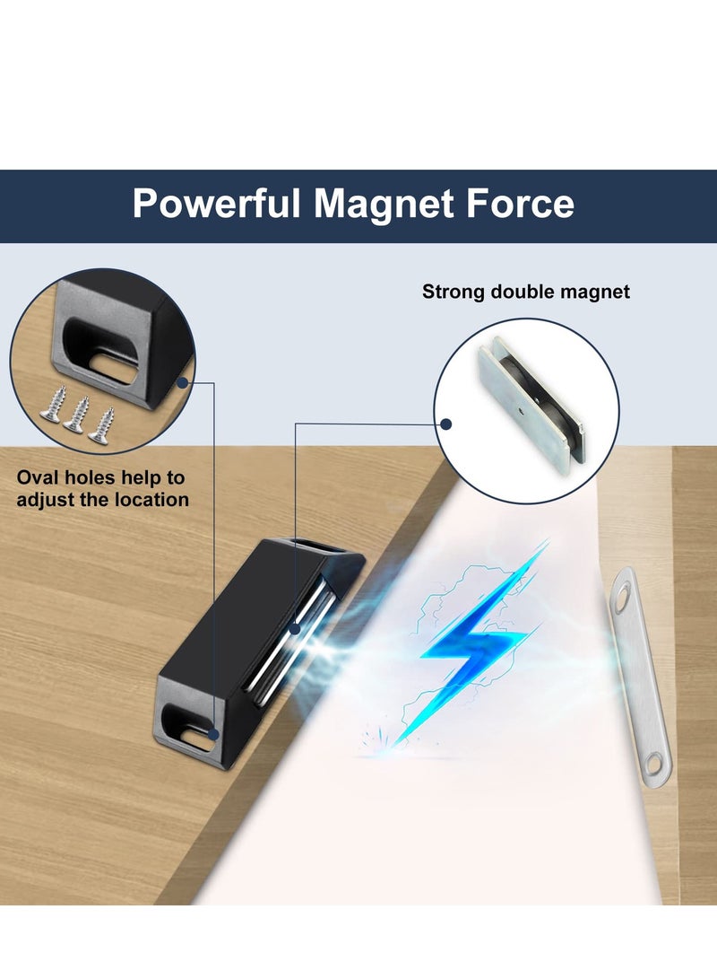 Zikra Magnetic Door Catch 4 Pack Cupboard Door Magnets Adhesive Cabinet Door Magnetic Catches Heavy Duty Door Magnet Latches Black Wardrobe Magnets for Kitchen Closet and Wardrobe Doors - Image 3