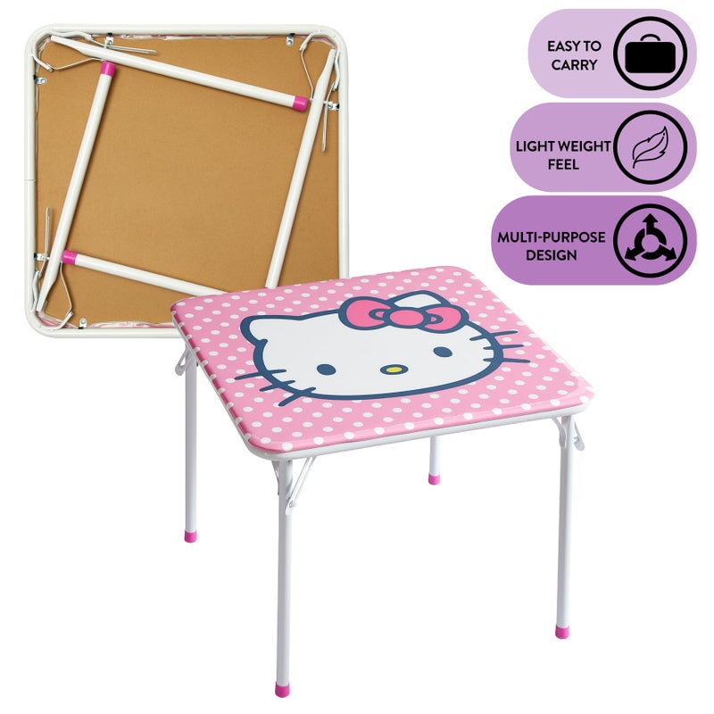 Idea Nuova Hello Kitty Kids Activity Table and Chair Set, 3-Piece Square Table with 2 Folding Chairs, Sanrio Character Design,Furniture Set for Ages 3+ - Image 4