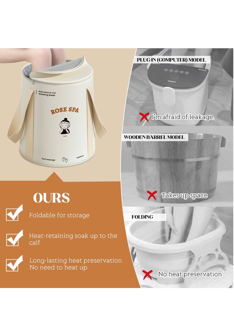 Excefore 20L Collapsible Bucket Foot Bath Basin, Above Knee Foot Soaking Bath Basin, Portable Foot Bath Tub with Lid, Multifunctional Foldable Foot Soak Bucket with Handles, Long Lasting Insulation - Image 5
