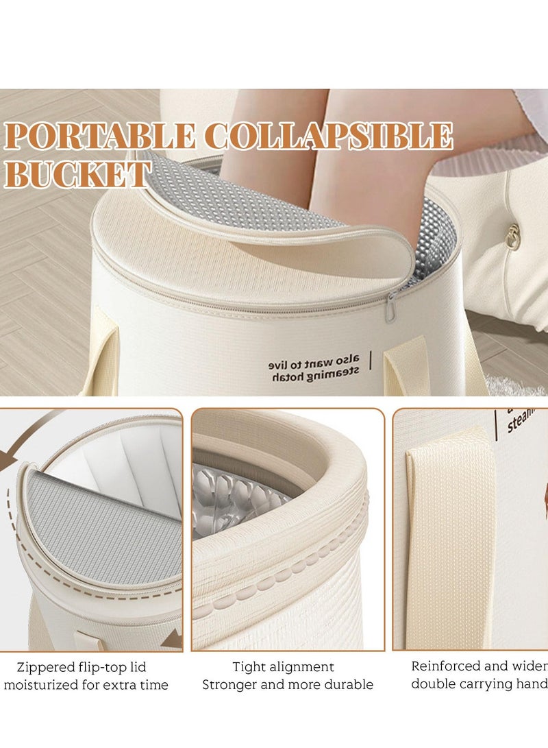 Excefore 20L Collapsible Bucket Foot Bath Basin, Above Knee Foot Soaking Bath Basin, Portable Foot Bath Tub with Lid, Multifunctional Foldable Foot Soak Bucket with Handles, Long Lasting Insulation - Image 4