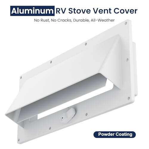 Safoner Aluminum RV Stove Vent Hood Cover for Adjustable Range Exhaust Depth Includes Butyl Tape Exterior Kitchen Replacement Camper Accessories for Travel Trailers and Motorhomes White - Image 3