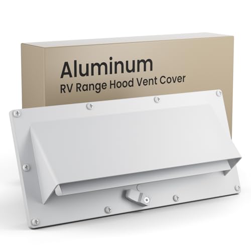 Safoner Aluminum RV Stove Vent Hood Cover for Adjustable Range Exhaust Depth Includes Butyl Tape Exterior Kitchen Replacement Camper Accessories for Travel Trailers and Motorhomes White - Image 1