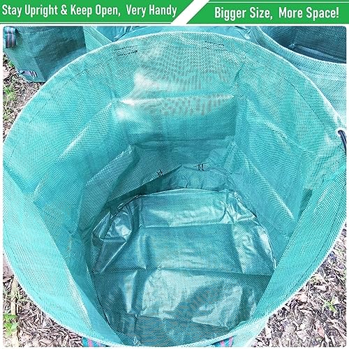 Tespher Professional 3-Pack 63 Gallons Lawn Garden Bags (D31, H19 inches) Yard Waste Bag with Gardening Gloves,Patio Standable Bag,Reusable Leaf Bag,Trash Containers,Garden Plant Trimmings Bag with 4 Handles - Image 5