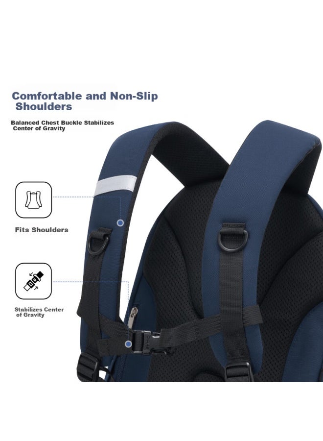 Oiwas Cambridge Series Backpack Jd Self-operated Middle School Student Travel Stylish Blue Backpack - Image 4