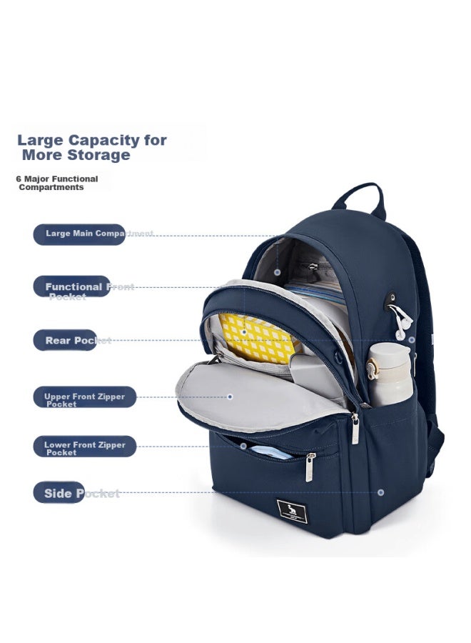 Oiwas Cambridge Series Backpack Jd Self-operated Middle School Student Travel Stylish Blue Backpack - Image 1