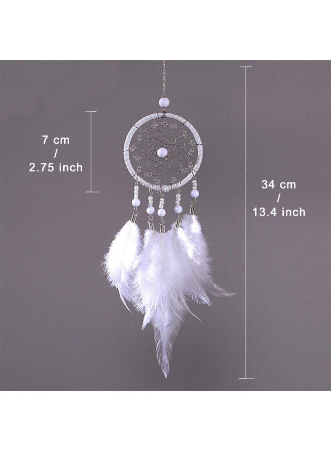 EGBANG Dream Catchers for Cars Rear View Mirror, Small Feather Dream Catcher Wall Hanging Car Deco Accessories for Women (White)  - Image 4