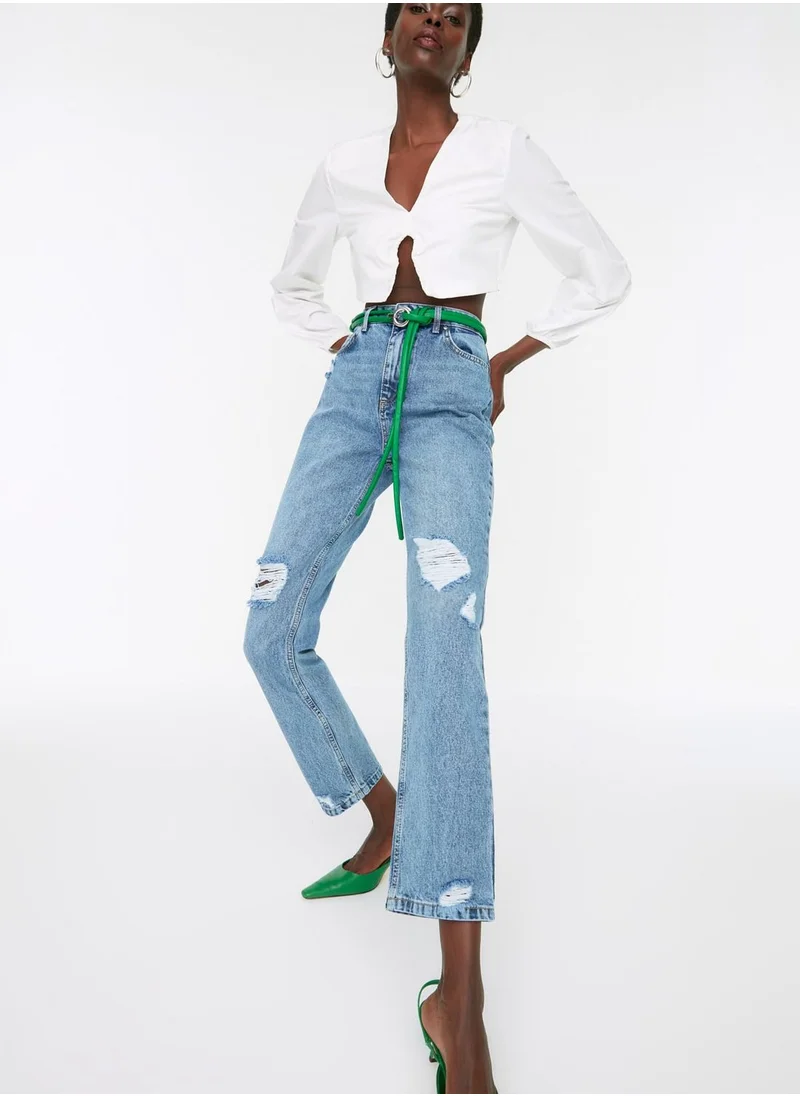 trendyol High Waist Ripped Jeans