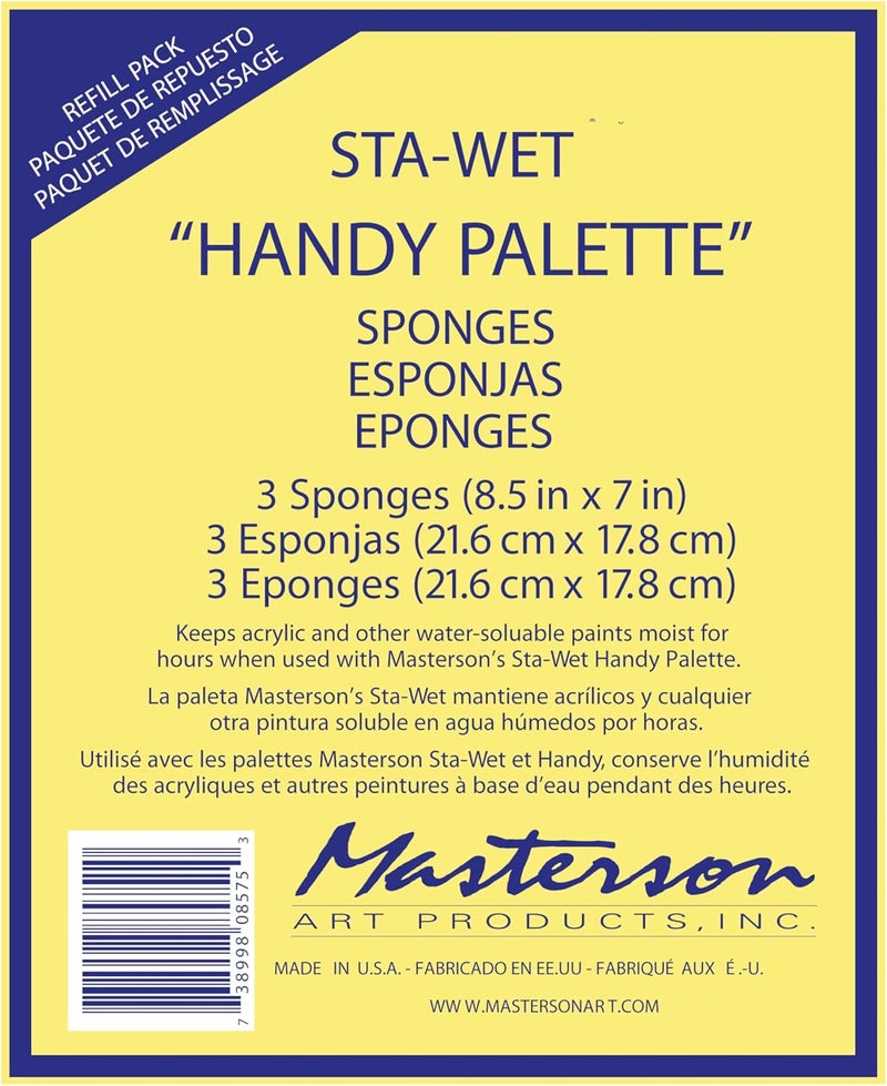 Masterson Sta-Wet Handy Palette Sponge Refill Pack - 3 Sponges (8.5 in x 7 in) - Image 1