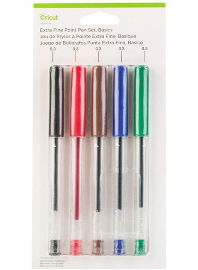 Cricut Explore & Maker Extra Fine Point Pen Pack Of 5 Basics - Image 1