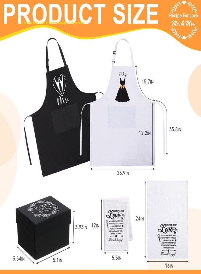 Funnymoom 12 Pcs Couple Wedding Gifts 2025 Bridal Shower, Wedding, Couple Engagement Gifts, Mr and Mrs Gifts, Kitchen Cooking Gift Box Sets with Measuring Cup and Spoon Set, Apron, Waffle Dish Towel - Image 3