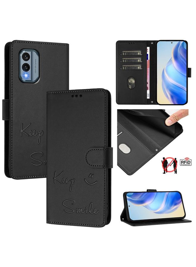 S-TOP Case For Nokia X30 5G Smile Embossing RFID Leather Phone Case - Image 1
