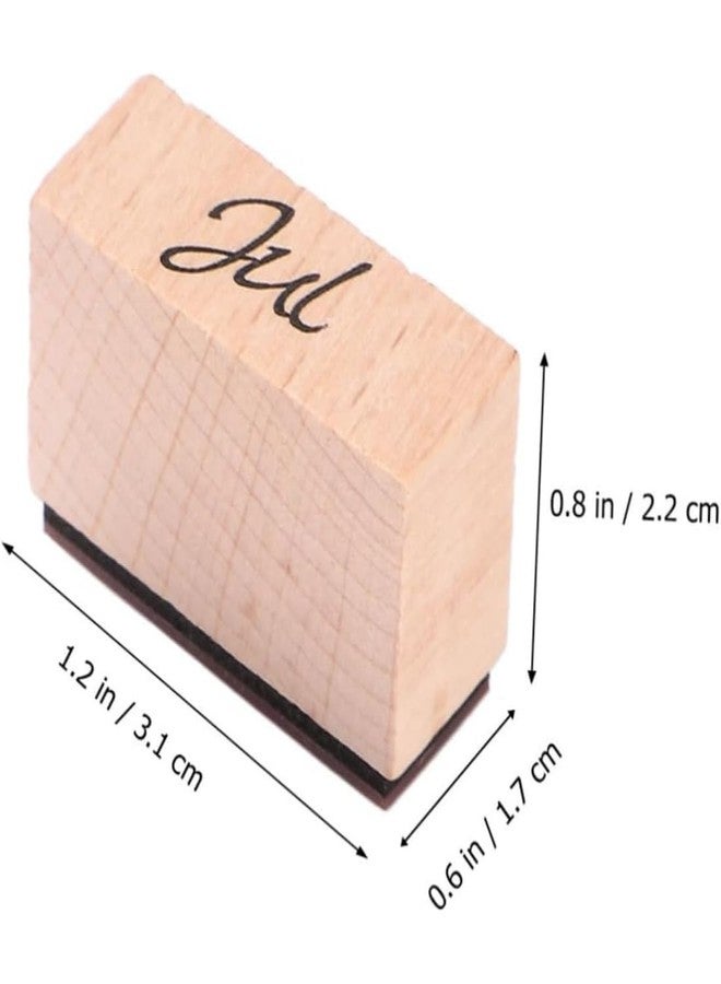 Oytra Stamp Set Month Jan Dec Mini Wooden Rubber Base for Journaling Journals Hobby Art Craft Designs - Image 4