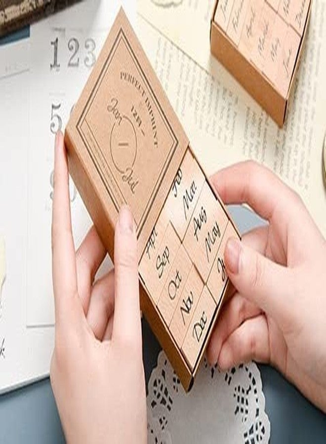 Oytra Stamp Set Month Jan Dec Mini Wooden Rubber Base for Journaling Journals Hobby Art Craft Designs - Image 3