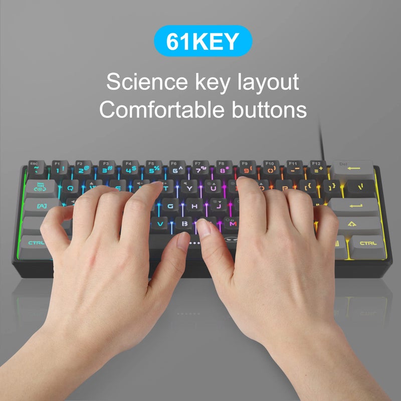 MageGee Mini 60% Gaming Keyboard - Upgrade RGB Backlit 61 Key Ultra-Compact, Ergonomic Waterproof Mechanical Feeling Office Computer Keyboard for PC, MAC, PS4, Xbox ONE Gamer (White) - Image 3