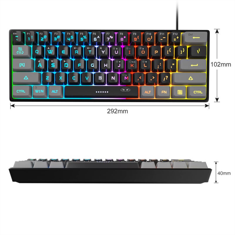 MageGee Mini 60% Gaming Keyboard - Upgrade RGB Backlit 61 Key Ultra-Compact, Ergonomic Waterproof Mechanical Feeling Office Computer Keyboard for PC, MAC, PS4, Xbox ONE Gamer (White) - Image 2