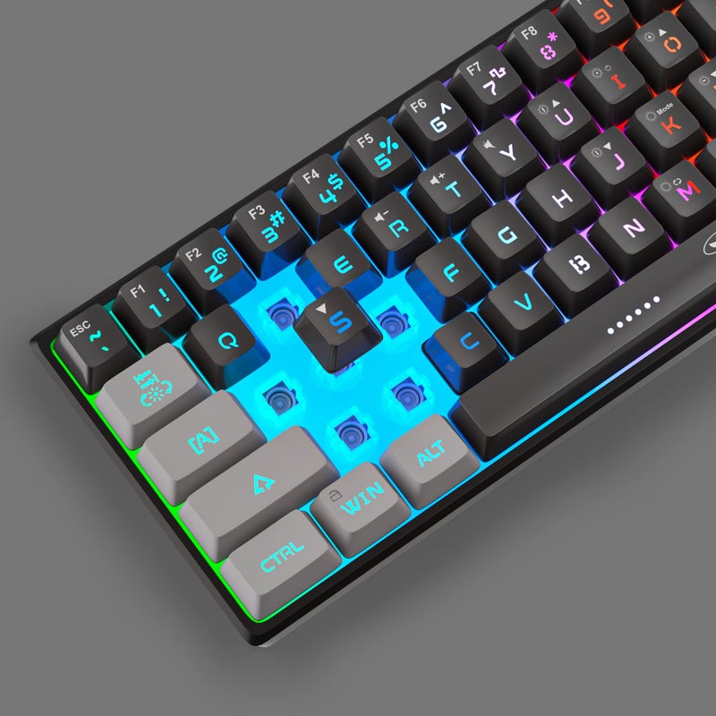 MageGee Mini 60% Gaming Keyboard - Upgrade RGB Backlit 61 Key Ultra-Compact, Ergonomic Waterproof Mechanical Feeling Office Computer Keyboard for PC, MAC, PS4, Xbox ONE Gamer (White) - Image 4