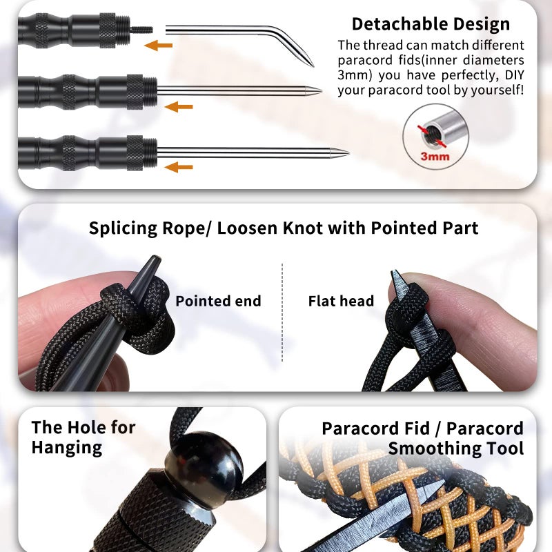 WILDAIR Paracord Marlin Spike-Pro Knotter Tools Lacing Needles Paracord Tools DIY Weaving Lacing Stitching Needles and Smoothing Tool for Paracord Leather Ropes Cords Projects - Image 4