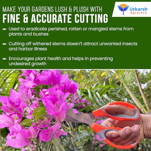 Utkarsh Garden Pruner Cutters, Anvil Roll Cut Secateurs | Bypass Shears, Super Pruning Secateurs | Heavy Duty Gardening Cutter Tools for Plants | Garden Plant Cutter Accessories - Set of 2 Tools - Image 3