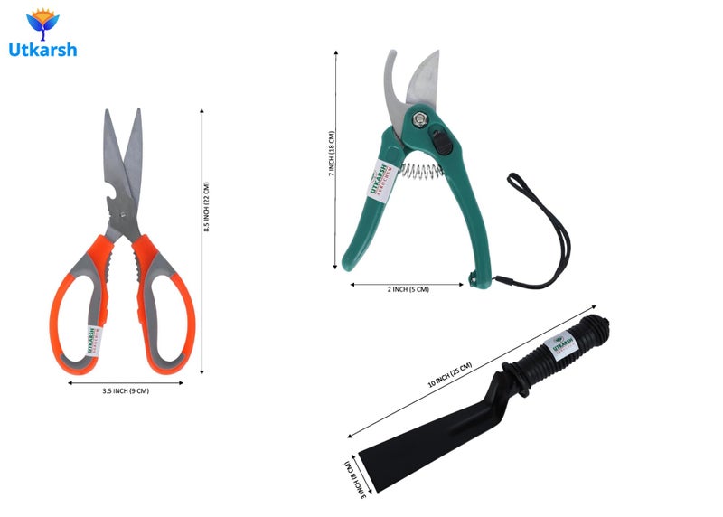 Utkarsh Garden Pruner Cutters, Anvil Roll Cut Secateurs | Bypass Shears, Super Pruning Secateurs | Heavy Duty Gardening Cutter Tools for Plants | Garden Plant Cutter Accessories - Set of 2 Tools - Image 5