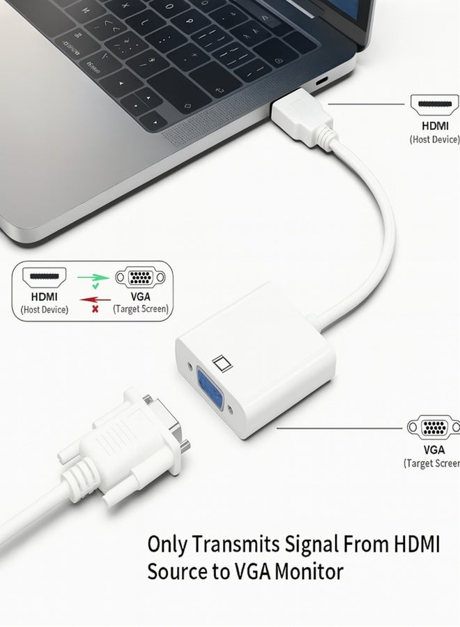 Micro HDMI to VGA Cable Adapter – Sleek White, 25CM – High-Definition Video Converter for Laptops, Projectors & More - Image 3