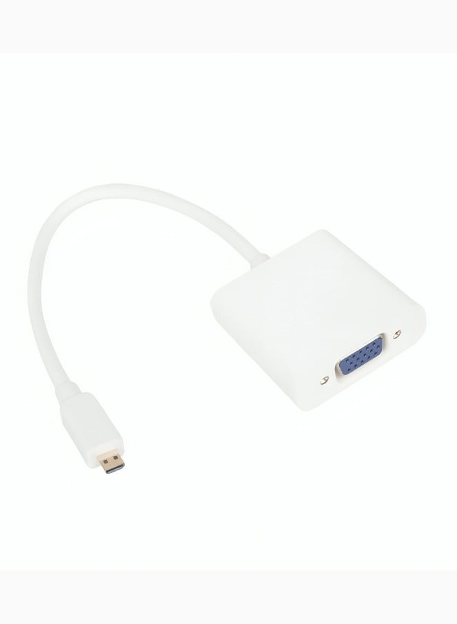 Micro HDMI to VGA Cable Adapter – Sleek White, 25CM – High-Definition Video Converter for Laptops, Projectors & More - Image 2