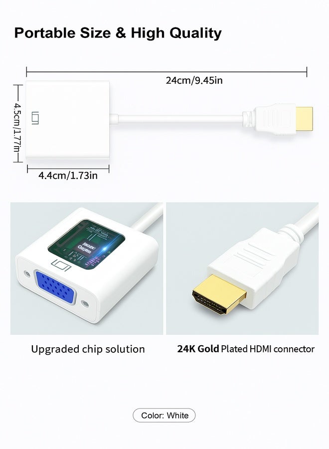Micro HDMI to VGA Cable Adapter – Sleek White, 25CM – High-Definition Video Converter for Laptops, Projectors & More - Image 4