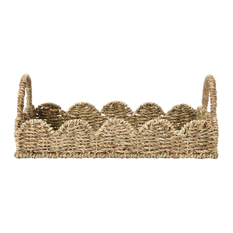 Household Essentials Seagrass Tray with Scalloped Edge, Natural - Image 3