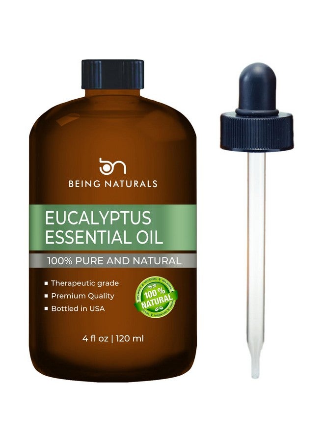 Being Naturals Eucalyptus Essential Oil - Huge 4 Fl Oz - 100% Pure & Natural - Premium Natural Oil With Glass Dropper (Eucalyptus Oil) - Image 1