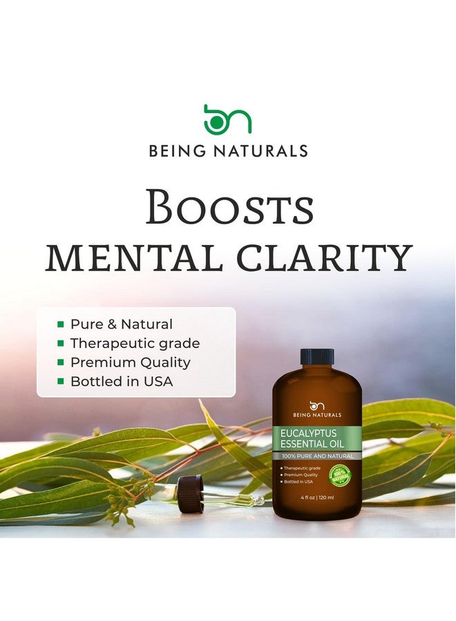 Being Naturals Eucalyptus Essential Oil - Huge 4 Fl Oz - 100% Pure & Natural - Premium Natural Oil With Glass Dropper (Eucalyptus Oil) - Image 4
