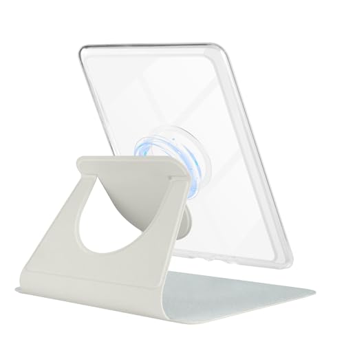 HOICHOE 360° Rotating Case for All-New 7" Kindle Paperwhite 12th Gen 2024 & Kindle Colorsoft SE, PU Leather Magnetic Detachable Stand Cover, Clear Hard Back Shell, Auto Sleep/Wake, Creamy White - Image 4