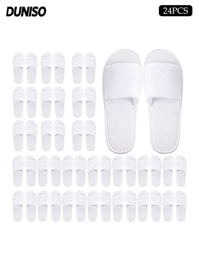 DUNISO 24 Pairs Disposable Slippers Portable Household Use Travel Slippers Non-Slip Open Toe Guest Slippers Unisex Guest Disposable Slippers Ultra Soft Lightweight Slippers for Travel, Party Guest, Hotel and Spa - Image 1