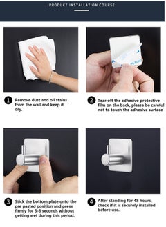 EZGOZ Stainless Steel Wall Hooks Waterproof Heavy Duty Adhesive Wall Hangers for Towel and Kitchen Bathroom Key Organization - 3Packs Black  - Image 5