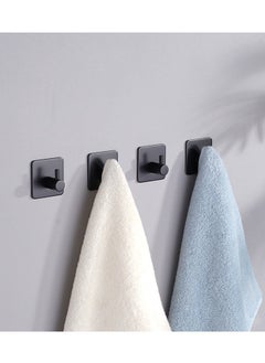 EZGOZ Stainless Steel Wall Hooks Waterproof Heavy Duty Adhesive Wall Hangers for Towel and Kitchen Bathroom Key Organization - 3Packs Black  - Image 4