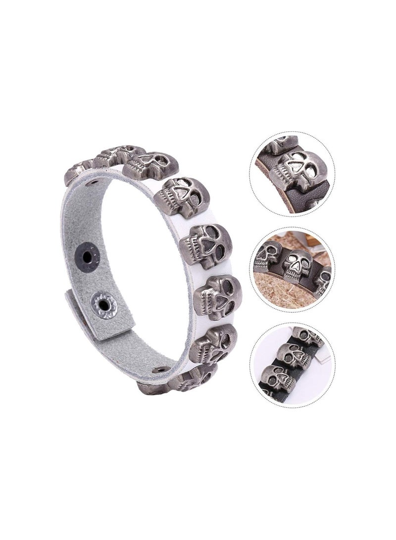 GGOOT Halloween Skull Bracelet Leather Punk Gothic Charm Wristband Bangle Costume Supply for Cosplay Dress Up - Image 5
