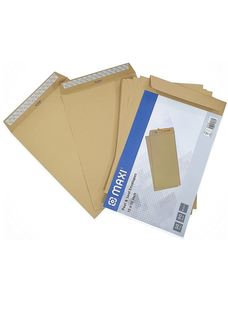 Maxi 50-Piece 15X10 Inch Size Brown Envelopes - Image 1