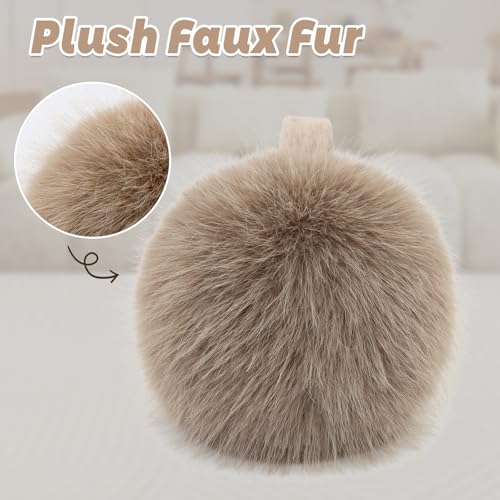 POMIJIAN Winter Women Earmuffs Furry Faux Fur Ear Muffs Fluffy Comfy Ear Warmer Girls Foldable Velvet Plush Ear Covers (A-brown) - Image 4