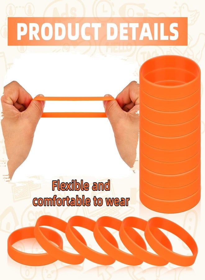 MATEPLUS Rubber Bracelets for Men 12 Count, Silicone Rubber Bracelets, Stretch Wrist Band Bulk for Event-Orange - Image 2