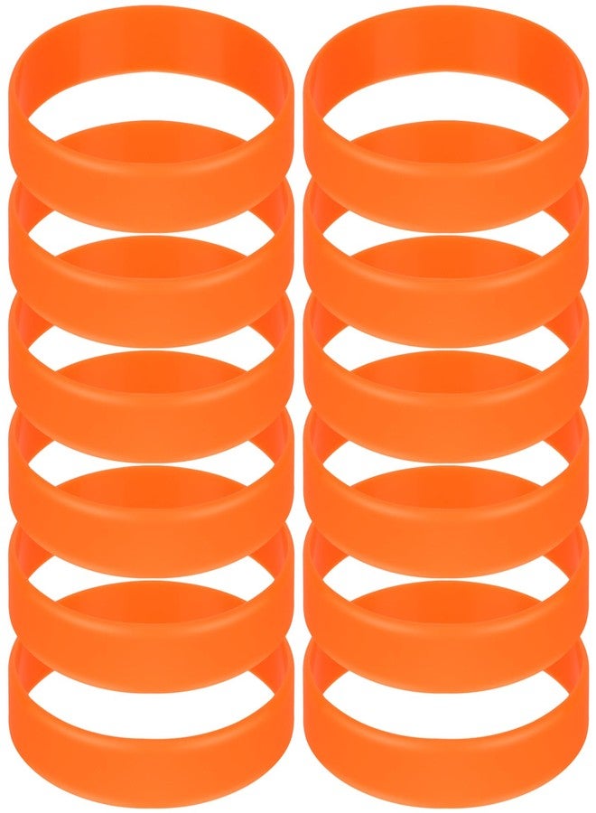 MATEPLUS Rubber Bracelets for Men 12 Count, Silicone Rubber Bracelets, Stretch Wrist Band Bulk for Event-Orange - Image 1